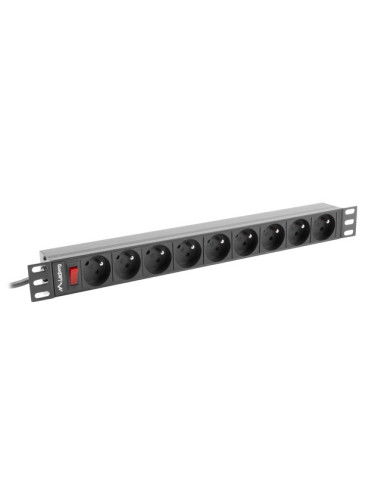 Lanberg power distribution unit (PDU) 19"1U 16A 9 SOCKETS 3M, black