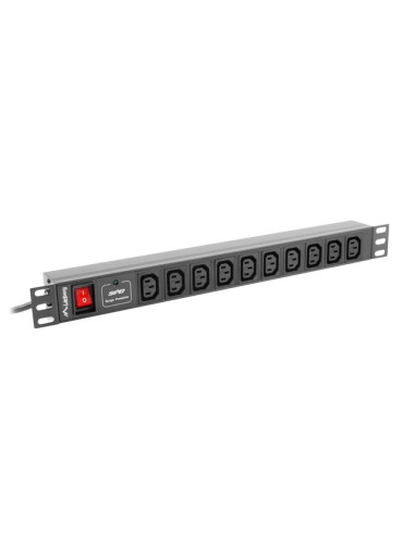 Lanberg power distribution unit (PDU) 19"1U 10A 10 SOCKETS 2M, black