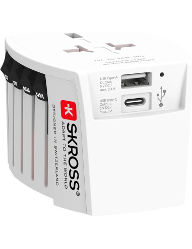 Адаптер SKROSS PRO MUV USB-A, USB-C, 1.302962, World, Бял