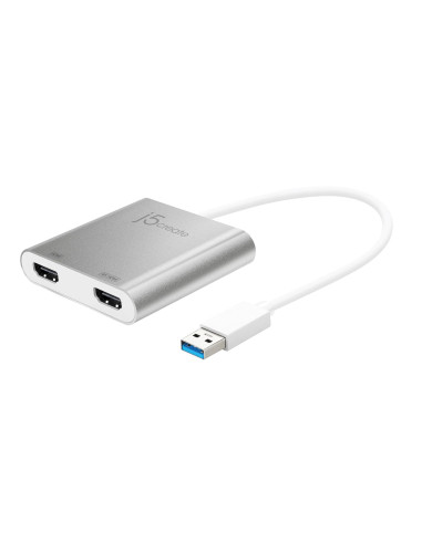 Адаптер j5create JUA365, За 2 монитора, USB-C - HDMI