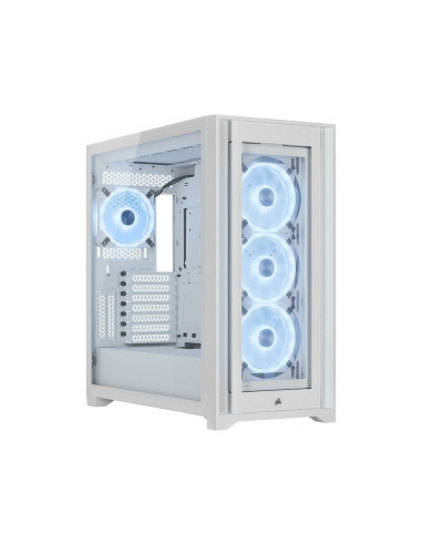 Кутия Corsair iCUE 5000X RGB QL Edition Mid Tower, Tempered Glass, Бяла