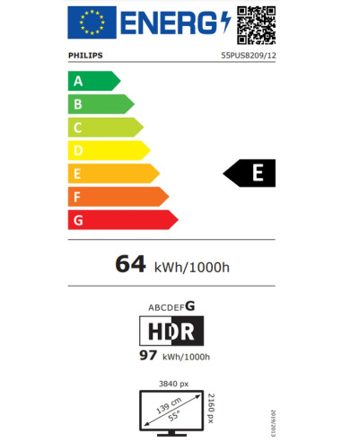 Philips 55PUS8209/12, 55" 4K Ultra HD QLED, 3840x2160, DVB-T/T2/T2-HD/C/S/S2, 60Hz, Ambilight 3, Pixel Precise UHD, HDR+, Tit