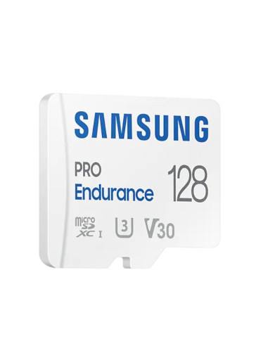 Samsung 128 GB micro SD PRO Endurance, Adapter, Class10, Waterproof, Magnet-proof, Temperature-proof, X-ray-proof, Read 100 M