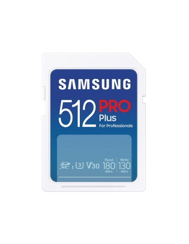 Samsung 512GB SD Card PRO Plus, UHS-I, Class10, Read 180MB/s - Write 130MB/s