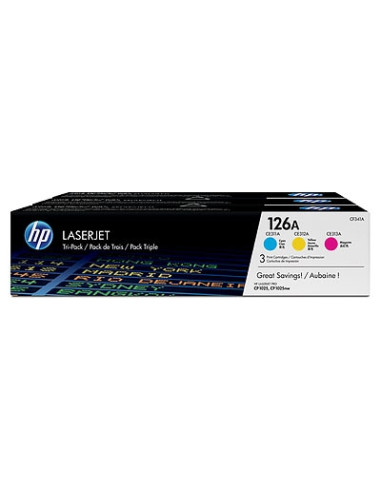 HP 126A Cyan/Magenta/Yellow Tri-pack LaserJet Toner Cartridges