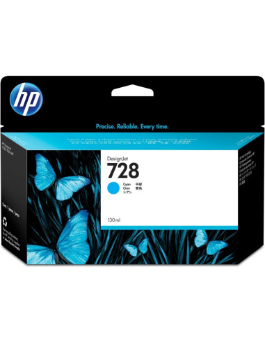 HP 728 130-ml Cyan DesignJet Ink Cartridge