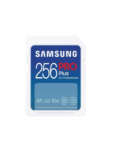 Samsung 256GB SD Card PRO Plus, UHS-I, Read 180MB/s - Write 130MB/s