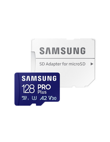 Samsung 128GB micro SD Card PRO Plus with Adapter, UHS-I, Read 180MB/s - Write 130MB/s