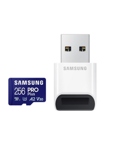 Samsung 256GB micro SD Card PRO Plus with USB Reader, UHS-I, Read 180MB/s - Write 130MB/s