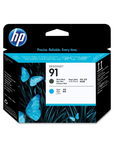 HP 91 Matte Black and Cyan Printhead