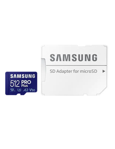 Samsung 512GB micro SD Card PRO Plus  with Adapter, Class10, Read 160MB/s - Write 120MB/s