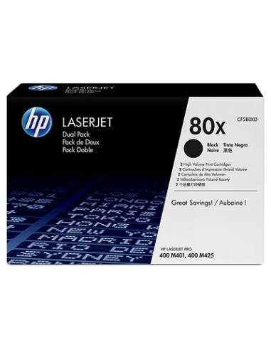 HP 80X Black Dual Pack LaserJet Toner Cartridges