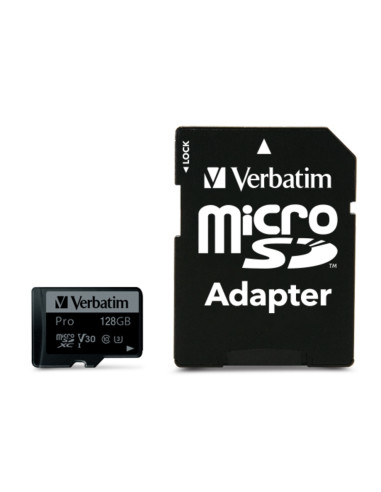 Verbatim PRO micro SDXC 128GB Class 10 UHS-3 (Incl. Adaptor)