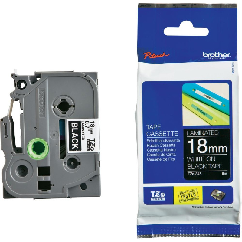 Brother TZe-345 Tape White on Black, Laminated, 18mm, 8m - Eco