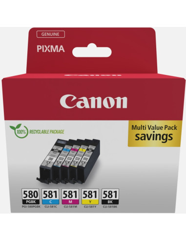 Canon PGI-580/CLI-581 PBK/C/M/Y Pigment + Ink Cartridge Multi Pack