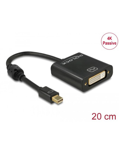 Адаптер DeLock, mini DisplayPort 1.2 мъжко -gt, DVI женско, 4K, Пасивен, Черен