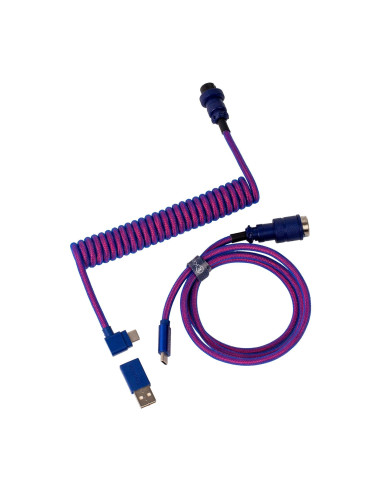 Кабел за клавиатура Keychron Premium Angled Purple Coiled Aviator Custom USB Cable, USB-C - USB-C