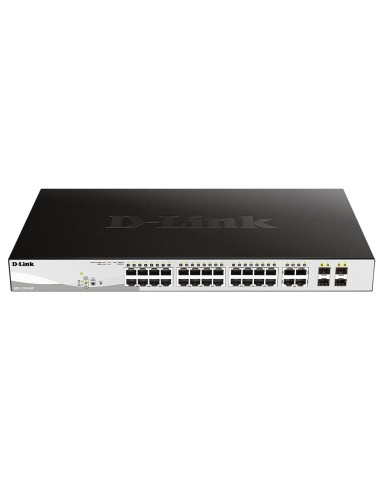 Суич D-Link DGS-1210-24P/E, 24 PoE 10/100/1000 Base-T port with 4 x 1000Base-T /SFP ports, Управляем, Монтаж в шкаф