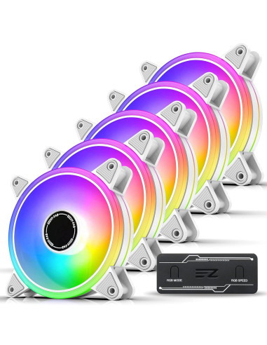 Комплект вентилатори EZDIY-FAB Moonlight White RGB PWM 120mm - 5 Pack