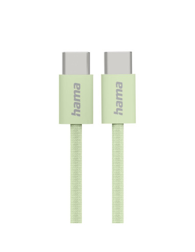 HAMA Кабел за зареждане -quot,Fabric-quot,, USB-C - USB-C, 1 m, Nylon, зелен