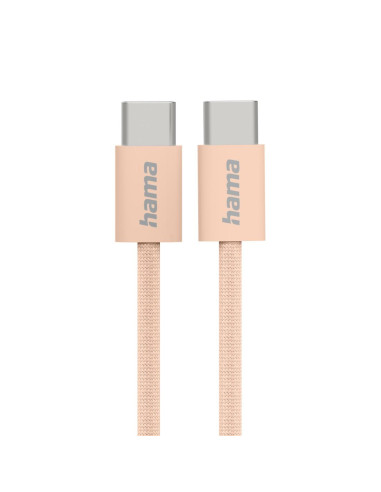 HAMA Кабел за зареждане -quot,Fabric-quot,, USB-C - USB-C, 1 m, Nylon, оранжев