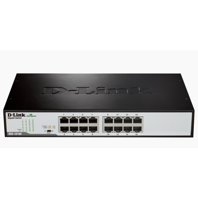 D-Link 16-Port 10/100/1000Mbps Copper Gigabit Ethernet Switch, rack mountable