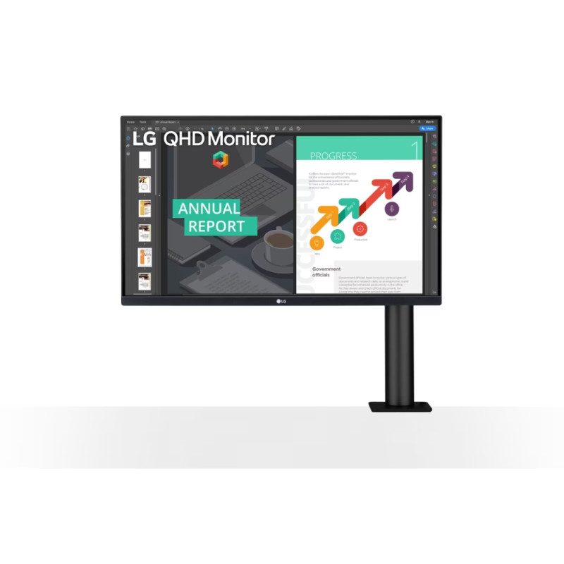 LG 27QN880P-B, 27" Wide LED, QHD Ergo (2560x1440) IPS Display, sRGB 99-, 75Hz, 5ms, 1000:1, Mega DFC, 350 cd/m2, AMD FreeSync