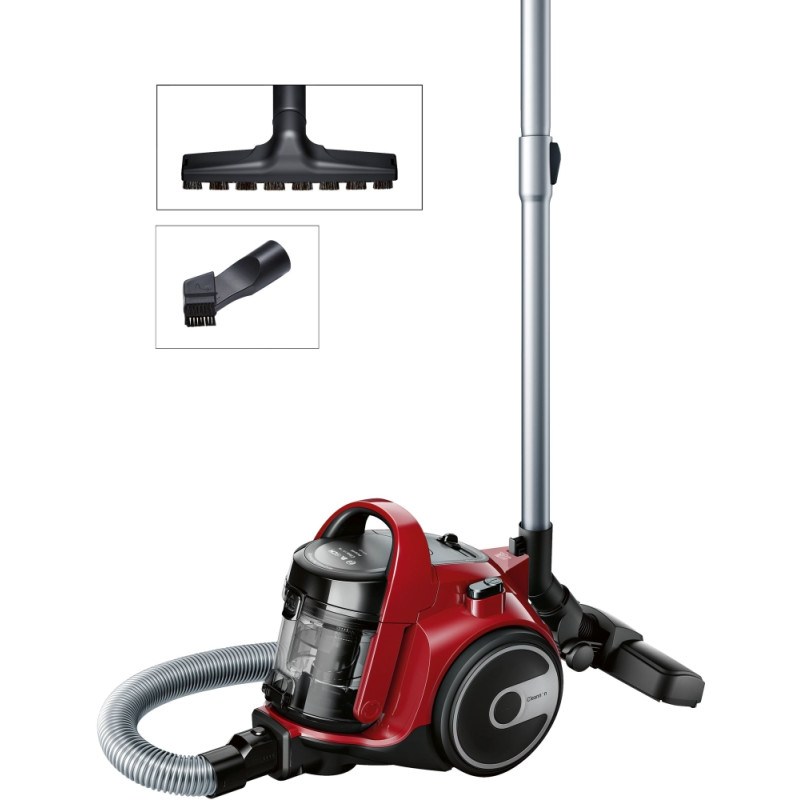 Bosch BGC05AAA2, Vacuum Cleaner, 700 W, Bagless type, 1.5 L, 78 dB(A), Energy efficiency class A, chili red/black