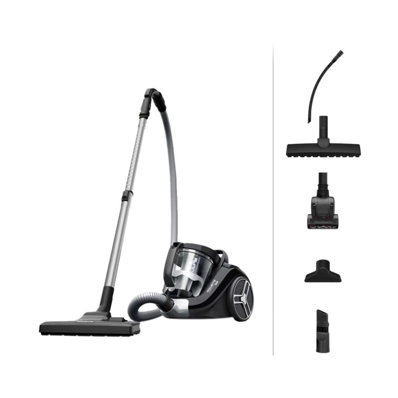 Rowenta RO4B75EA Compact Power XXL, Black, 900W, 2.5L, 75 dB, 2in1 crevice, parquet, upholstery, mini turbo, precizion flex c