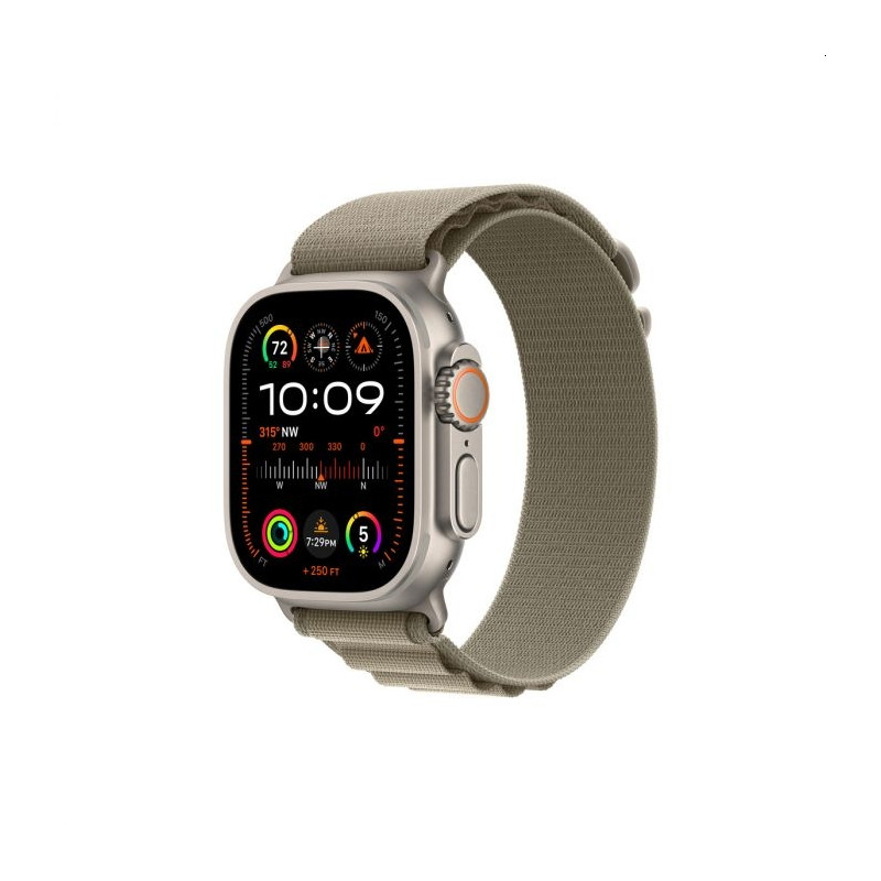 Apple Watch Ultra 2 GPS + Cellular, 49mm Titanium Case with Olive Alpine Loop - Medium