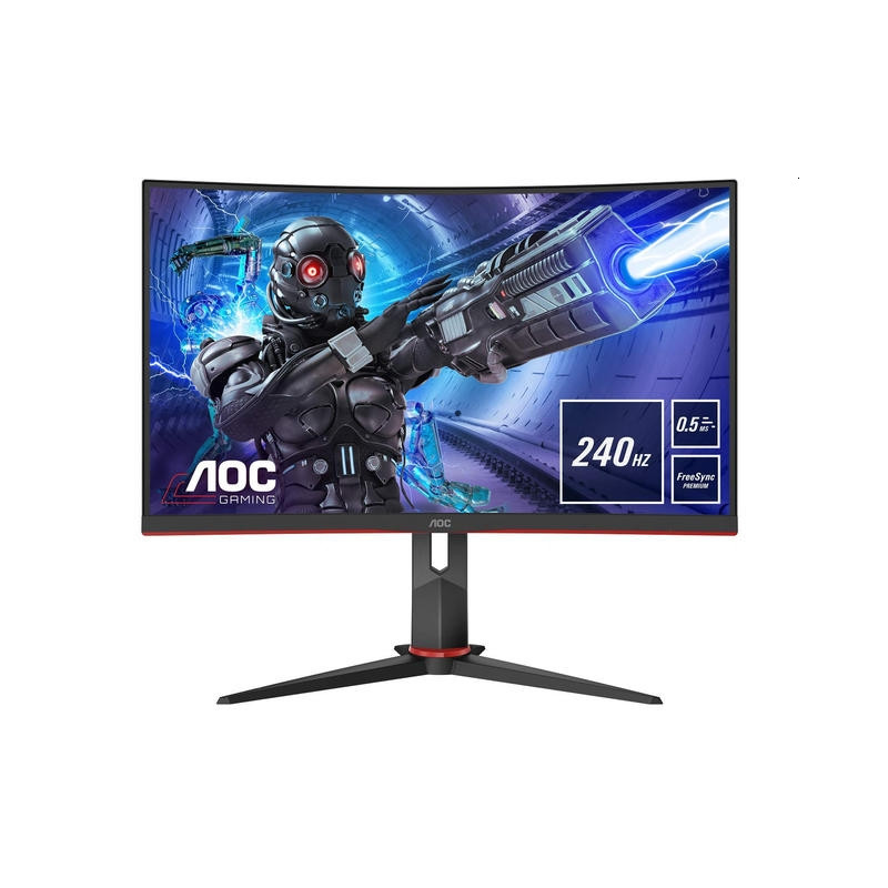 AOC C27G2ZU/BK, 27" Curved 1500R VA WLED, 1920x1080@240Hz, 1ms GtG, 0.5MPRT, 300cd/m2, 3000:1, 80M:1, FreeSync Premium, Flick