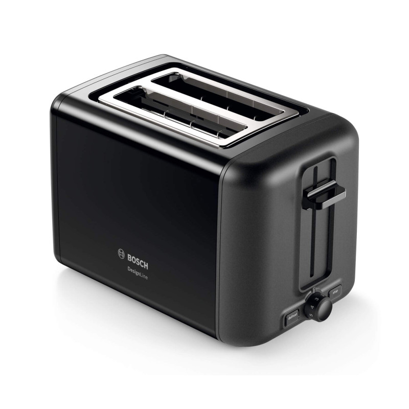 Bosch TAT3P423, Compact toaster,DesignLine, 820-970 W, Auto power off, Defrost and warm setting, Lifting high, Black