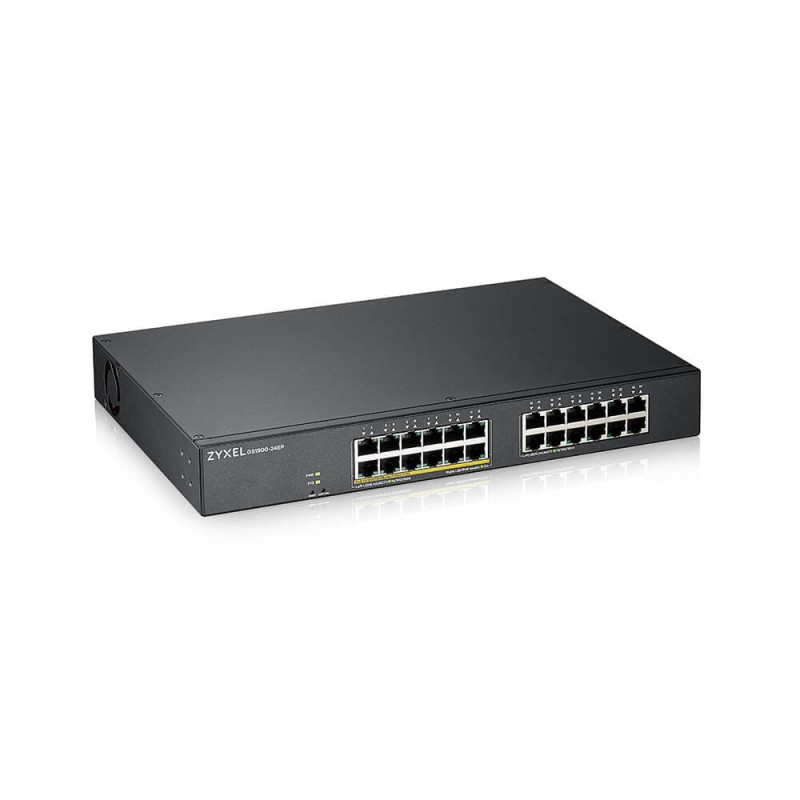 ZyXEL GS1900-24, 24-port GbE L2, 12 Port PoE Smart Switch, rackmount, 130 Watt