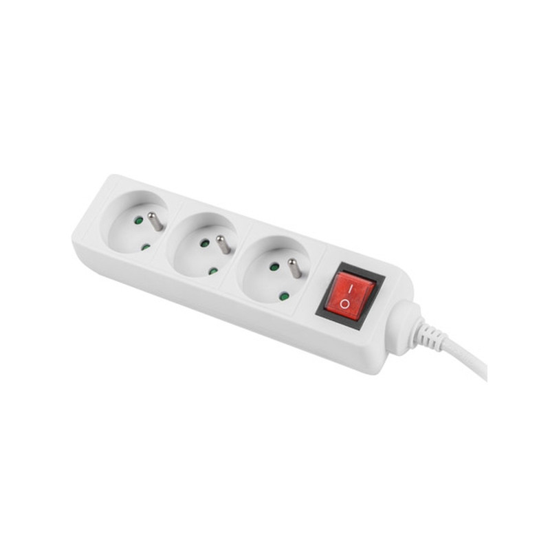 Lanberg power strip 1.5m, 3 sockets, french with circuit breaker quality-grade copper cable, white