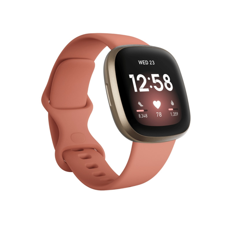 Fitbit Versa 3, Pink Clay Soft Gold Aluminum