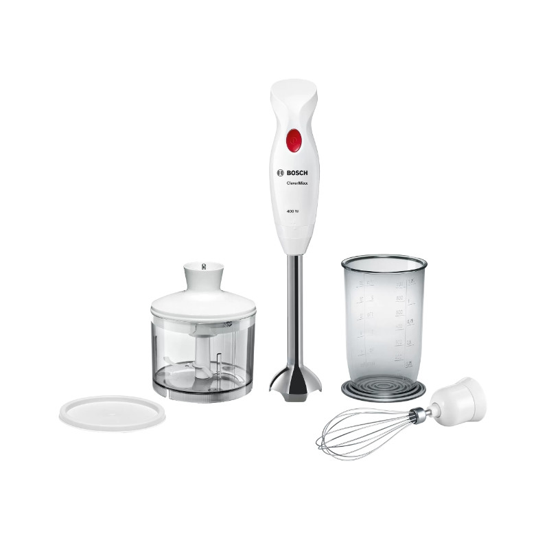 Bosch MSM24500, Blender, CleverMixx, 400 W, Chopper and blender included, Stainless steel whisk, mixing/measuring cup, White